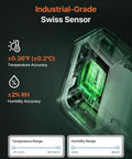 WiFi Thermometer Hygrometer With LCD Display, Three Sensors And Base Station, 2.4 GHz Compatible, Real Time Temperature And Humidity Monitoring, Smart App Alerts And Local Alarm Notifications industrial-grade Swiss sensor