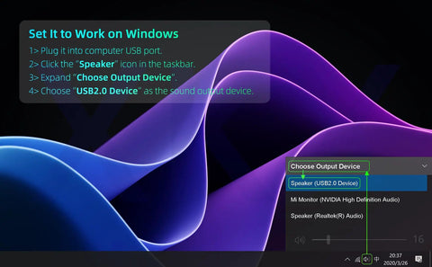 Instructions for setting USB Computer Speakers For Desktop And Laptop, Wired Plug In Sound Bar With Beefy Bass on Windows