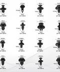 Assorted plastic fasteners and push pin rivets from the 620 Piece Car Retainer Clips Kit With 16 Sizes for Toyota GM Ford Chrysler Honda Acura.