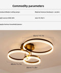 Modern LED Ceiling Light With Remote Control, Dimmable Acrylic Ring Chandelier, Two Ring Black Flush Mount, three-ring design