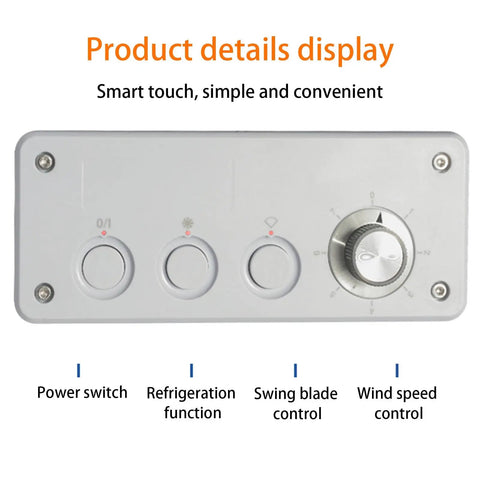 Controls display for Portable Air Conditioner With Huge Water Tank And Seven Chill Modes, Evaporative Air Cooler For Room Or Workshop.