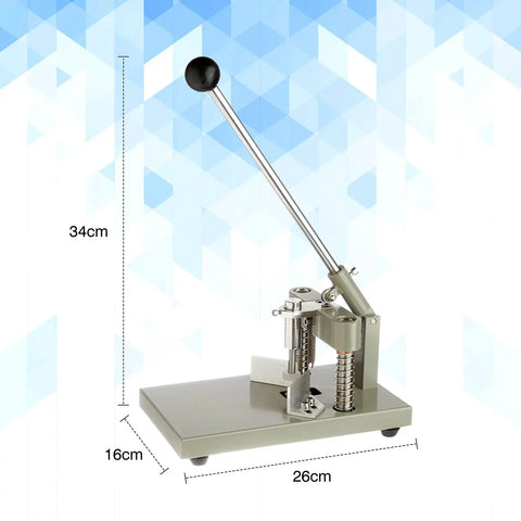 Beefy A3 Corner Cutter Machine With R6 And R10 Fillet Radius on steel frame showing handle and dimensions