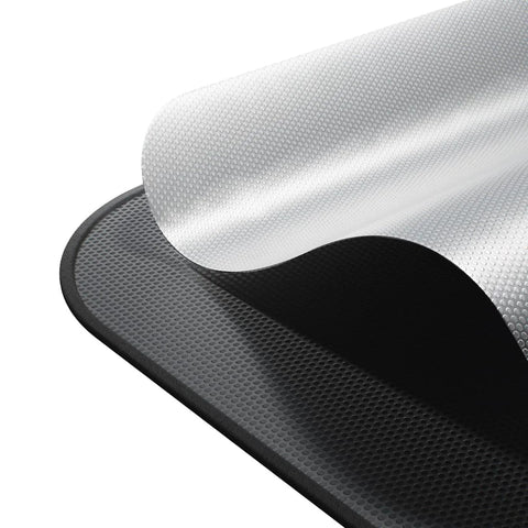 VION R1S roof sunshade: two-piece design with silver textured top peeled back to show black underside
