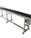Industrial Drive Conveyor Belt With Adjustable Speed, Flat Black PVC Belt 15.7 By 118 Inches, Stainless Steel Frame, 110V 250W Electric