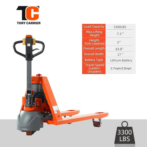 Electric Pallet Jack Truck With 3300 Lb Capacity Beefy Motorized Lift For Indoor Storage And Material Handling 48 By 27 Inch Forks