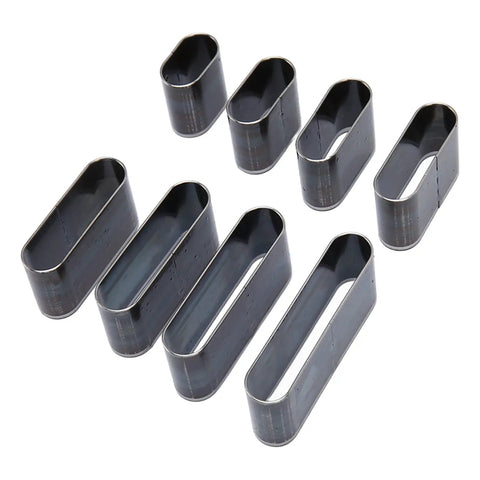 Pro Grade 8 Piece Leather Hole Punch Set With High Carbon Steel Punch Dies, showing assorted punch dies for leatherwork projects.