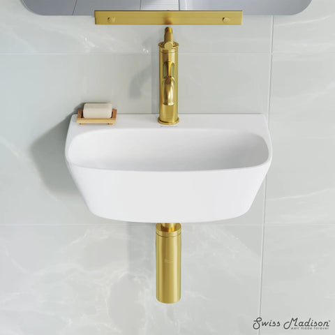 St Tropez Wall Hung Sink With Space Saving Wall Mount Dope Scratch Resistant Ceramic Sleek Modern Basin for small bathrooms