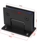 Heavy Duty Hella Sturdy Glass Door Hinges With Scratch Shield Rubber Stops For Frameless Shower Doors 90 Degree Pivot Clamps For 8 To 12Mm Tempered Glass No Sweat Setup scale dimensions shown