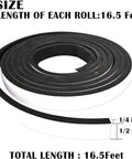 Knock Out Those Pesky Drafts With 1/2 Inch Wide 1/4 Inch Thick Single Sided Foam Tape, Closed Cell Weather Stripping For Doors And Windows, Flexible And Easy To Cut At 16.5 Feet Long in a rolled view.