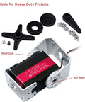 Beefy 150Kg Servo Motor 12V High Torque Steel Gear Digital Steering Servo with mounting brackets and accessories displayed
