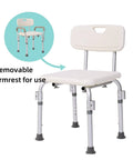 Tool Free Assembly Spa Bathtub Shower Lift Chair With Adjustable Height, Removable Arms And Backrest, White Bath Chair