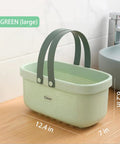 Portable Shower Caddy Tote Organizer Basket With Silicone Handle And Drainage Lightweight Plastic Storage Bin Green