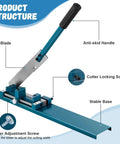 Diagram of PVC Wire Duct Cutter Tool For Open Slot Duct And Cover Cutting, 45 Degree And 90 Degree Angles with labeled parts