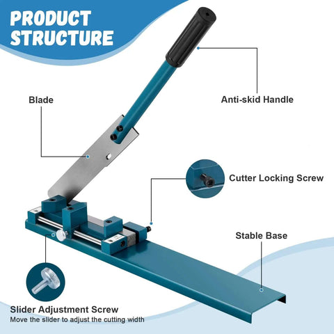 Diagram of PVC Wire Duct Cutter Tool For Open Slot Duct And Cover Cutting, 45 Degree And 90 Degree Angles with labeled parts