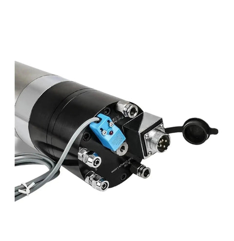 Rock Solid Five Point Five Kilowatt Atc Water Cooled Spindle With Vfd Controller Bt30 Interface rear view showing electrical connections.