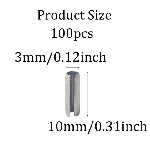 100 Pack M3 X 10mm Slotted Spring Pins Made From 304 Stainless Steel Durable Roll Dowel Pins With Plain Finish