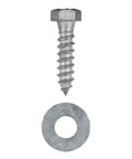 Heavy Duty Lag Screw Kit Three Eighths Inch By One And One Half Inch With 50 Screws And 50 Washers, Hot Dip Galvanized For ACQ Treated Lumber