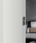 Stainless Steel Adjustable Door Ball Catch Set With Strike Plate Invisible Design for home and office in black finish on door edge