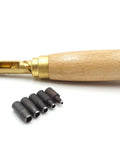 Adjustable Hole Punch For Bookbinding And Crafts With Six Punch Sizes 1.5mm To 4mm Wood Handle Steel Brass Construction No Hammer Needed