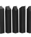 Carbide turning tool indexable cutters, five black rectangular bars with silver tips
