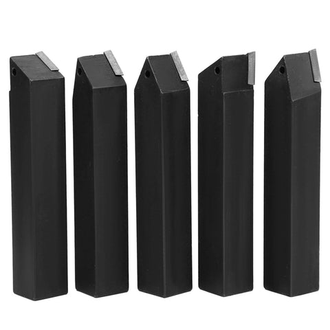 Carbide turning tool indexable cutters, five black rectangular bars with silver tips