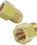 Brass Flare Tube Fittings 1/2 Inch Male to 3/8 Inch Female NPT Reducer Adapter, 2 Pack, side view of durable plumbing connectors
