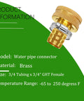 Premium Heavy-Duty Brass Garden Hose Adapter For 3/4 Inch Drip Irrigation Tubing To Faucet With Leak-Proof Rubber Gasket, Reusable Connector Fitting For Rain Bird And Toro Systems That Actually Holds Up Outdoors. Brass 3/4 tubing x 3/4 GHT female adapter
