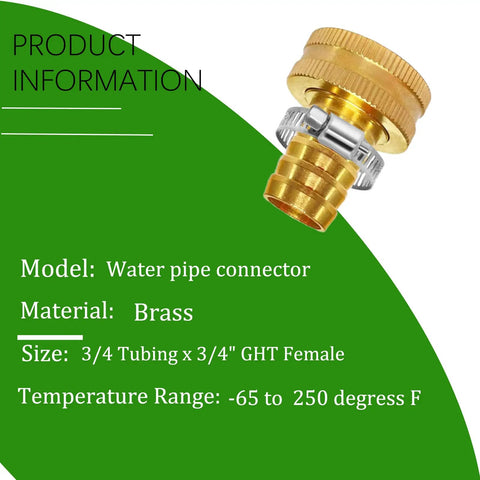 Premium Heavy-Duty Brass Garden Hose Adapter For 3/4 Inch Drip Irrigation Tubing To Faucet With Leak-Proof Rubber Gasket, Reusable Connector Fitting For Rain Bird And Toro Systems That Actually Holds Up Outdoors. Brass 3/4 tubing x 3/4 GHT female adapter
