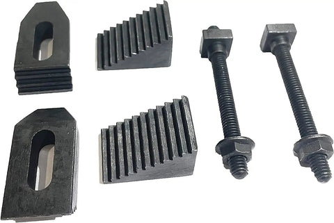 Step blocks and tee bolts from 3 Inch Tilting Rotary Table With 70mm 4 Jaw Independent Dog Chuck And M6 Clamp Kit for metalworking.