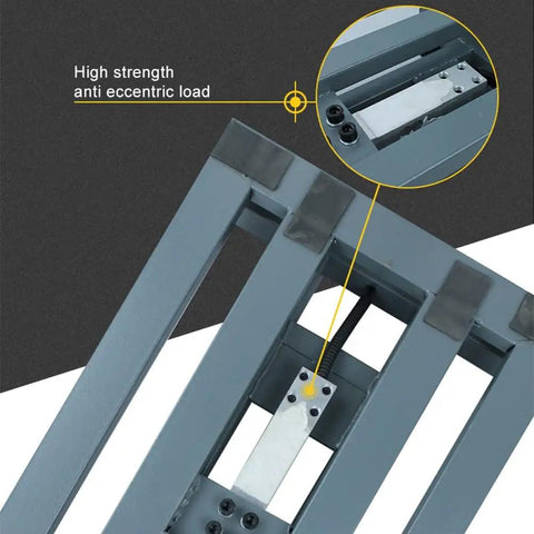 Heavy Duty Digital Platform Scale With Bulletproof Construction And No Sweat Weight Tracking, showing high strength anti-eccentric load detail.
