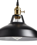 Industrial Plug In Pendant Light With Switch Black Barn Style Ceiling Lamp for kitchens and bars, with modern rustic vibe, front view