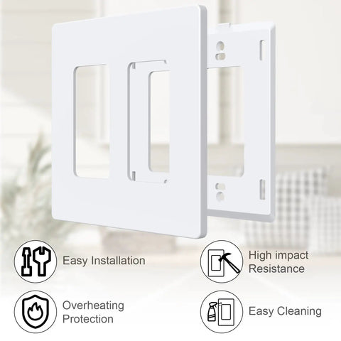 Screwless Decorator Wall Plate 2 Gang Outlet Cover For Light Switches And Power Plugs Built Tough Polycarbonate