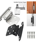 Heavy Duty Spring Hinge With Screws Iron Self Closing Overlay Mount Rustproof Cabinet Kitchen Hinge For Doors, silver and black shown