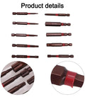 Top Notch 20-Piece Screwdriver Bits Set With Storage Box Featuring Magnetic Drill Bit Holder Kit For Torx Star Hex And Slotted Flat Head Driver Assortment Built To Last Heavy Duty Metal Construction Perfect For Any Handyman Job, close-up of hex bits