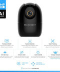 4MP WiFi Indoor Camera With Pan Tilt Zoom, Pet And Baby Monitor, Human And Pet Detection, Auto Tracking, 2 Way Audio, Night Vision, Motion Tracking Security Camera For Your Smart Home Setup