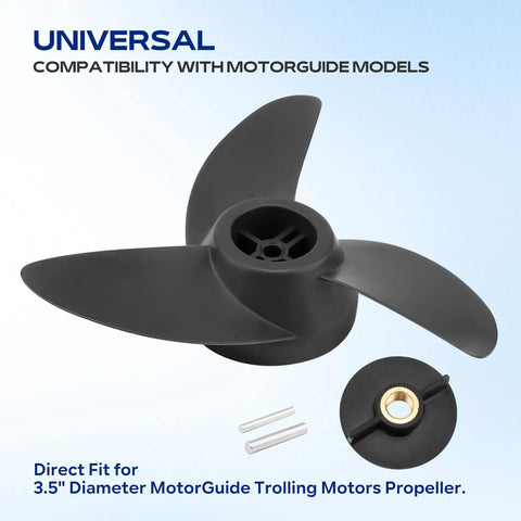 3 Blade Trolling Propeller Machete III Style Replacement For 3.5 Inch Motor Diameters Delivers Quiet Efficient Shallow-Water