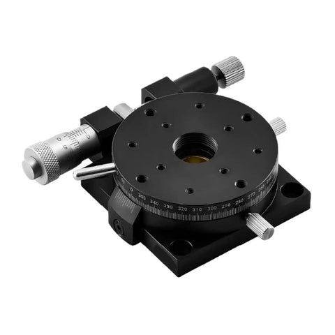 Premium Manual Rotary Stage Micrometer Head With Heavy Duty Bearing For Cnc Machining And Optical Testing, 60mm black rotary setup.