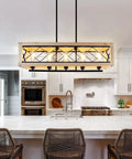 Farmhouse Style Metal Kitchen Island Light Fixture With Wood Frame Pendant Lights Height Adjustable Hanging Chandelier Five Light Iron Linear Chandelier For Dining Room E26 Base Matte Black Finish above kitchen island