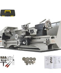 Jaryannix 8 X 24 Inch Metal Lathe Benchtop Machine With Variable Speed Up To 2500 Rpm For Precision Woodworking And Metalworking Projects Featuring Brushless Motor And Digital Display, tools and manual included.
