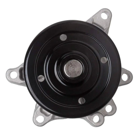 Keep Your Engine Cool And Running Smooth With This Badass Water Pump Kit Engineered For A Precise Fit On 1 Point 8 Liter L4 Motors 98 Through 08 Toyota Corolla Matrix Celica Vibe Prizm MR2 top view of black and silver water pump