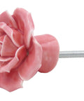Two Pack Ceramic Vintage Floral Rose Drawer Knobs For Dresser Closet Kitchen Cupboard Includes Screws Pink Shiny Polished