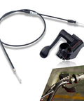 Professional Grade Hella Sturdy 46.5 Inch Motorcycle Thumb Throttle Cable With Slick Rubber Grip, Universal Twist Control Remote For ATVs Dirt Bikes And Quads, Built Tank Tough Black close-up view of cable and grip lever