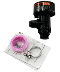 Trucktok manual air relief valve for pool/spa filters, black plastic body with pink cap and clamp