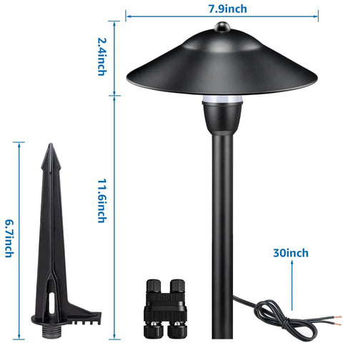 Low Voltage LED Path Lights 3W Cast Aluminum Outdoor Landscape Lighting For Yard And Garden Waterproof 12 To 24V Walkway Lights