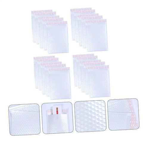 25 Pack White Bubble Mailers 24x35 Plus 5cm self seal padded envelopes shockproof shipping bags displayed in sets with close-up details