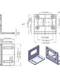 Technical diagram of A58 motor mounting bracket with dimensions.