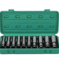 Straight Up Shop Beast Half Inch Drive Socket Set With Metric Deep Sockets And Impact Ready Hex Design Featuring A Portable Layered Tool Case With Detachable Storage Compartments For Weekend Wrenching Favorites with deep sockets in green case
