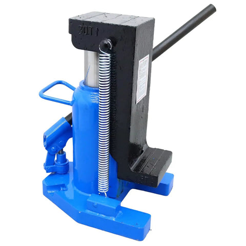 Heavy Duty Workhorse Air Hydraulic Toe Jack 15 To 30 Ton Lift Capacity Garage Ready For Auto Repair And Shop Tasks No Fuss Operation Rock Solid Grip And Fast Action Blue in detailed view.