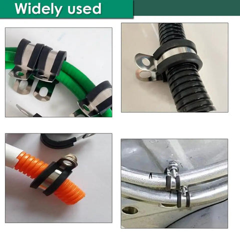 Dang Solid 1/4 Inch 304 Stainless Steel Cable Clamps 100 Pack Heavy Duty Built Ridiculously Tight With Thick Rubber Cushions For Auto Wiring And Hella Reliable Grip