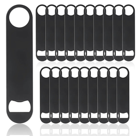 Flat Stainless Steel Bottle Opener 7 Inch Bulk Pack Of 20 Black Barware For Kitchen Bar Or Restaurant Heavy Duty Easy Grip Opens Beer And Soda Bottles In Seconds